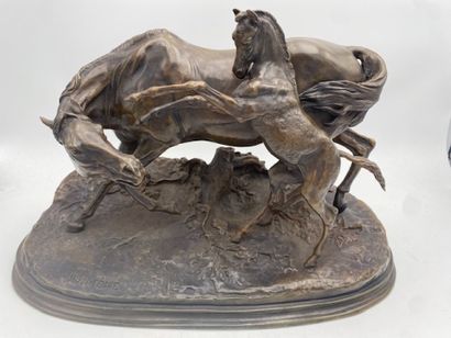 After Pierre-Jules MENE - The mare playing...