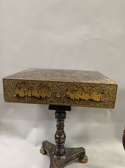 A Coromandel lacquer game table decorated...