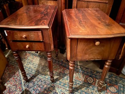 A pair of mahogany and mahogany veneered...