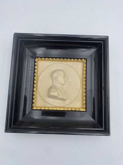 Portrait of Emperor Napoleon in salt stone
signed...