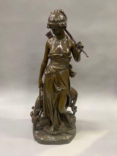 After Eugène-Antoine AIZELIN - Nymph of Diana
Bronze...