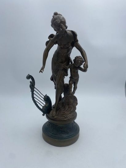 After Auguste MOREAU - A harp player and...
