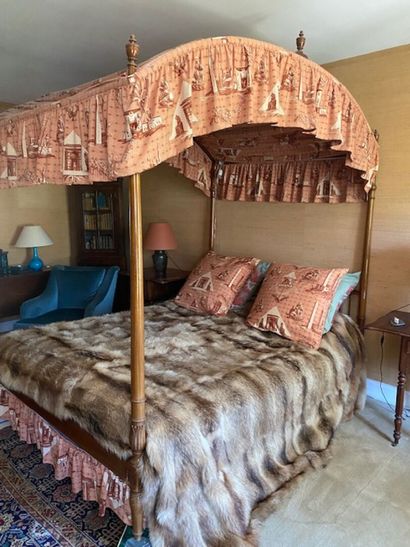 A mahogany and mahogany veneered canopy bed
English...