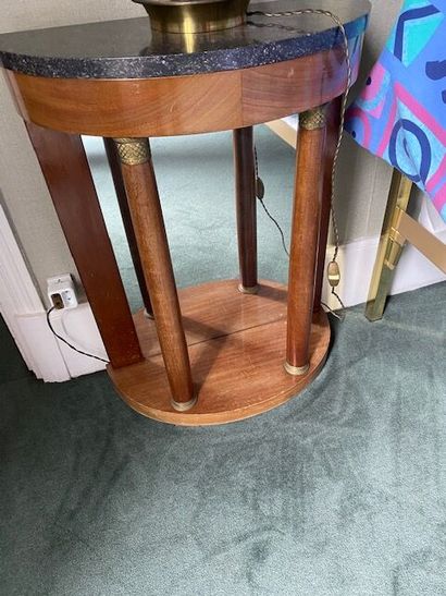 Mahogany and mahogany veneer half-moon console...