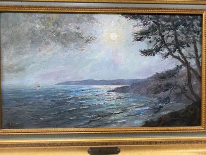 Robert PERROT
Sailboat at sunrise 
Oil on...