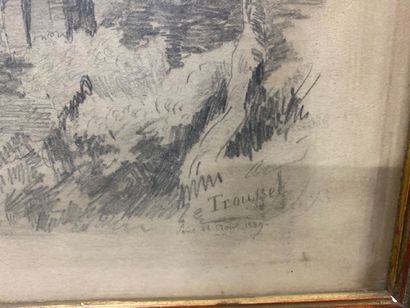 TROUSSET - View of a church 
Pencil drawing...
