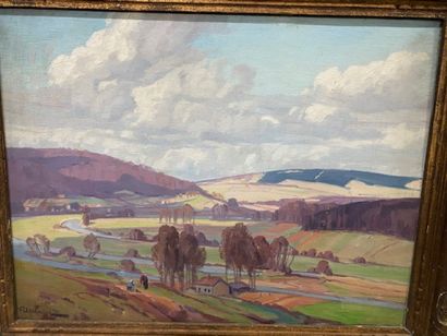 Raymond URBAIN (1895-1962) - Riverside landscape
Oil...