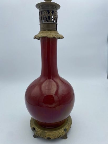 CHINA Earthenware oxblood vase 
mounted as...