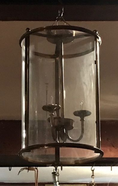 Two three-light lanterns
in metal and glass...