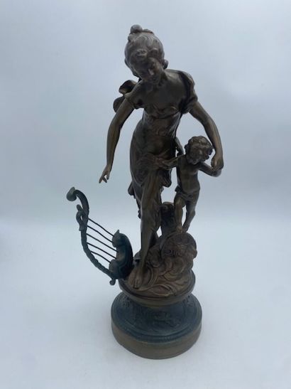 After Auguste MOREAU - A harp player and...