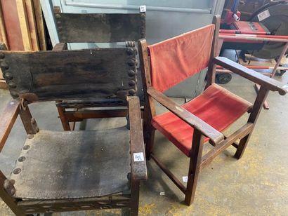 Six straight-back armchairs in molded natural...