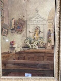 Léon SALLES V
View of a chapel 
Watercolor...