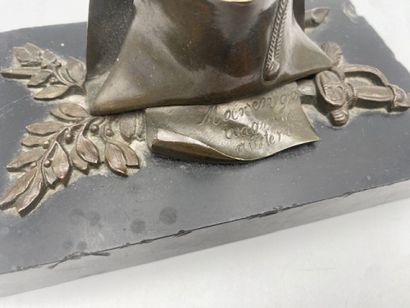 Green patina bronze trophy of Napoleon inscribed...