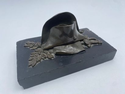 Green patina bronze trophy of Napoleon inscribed...