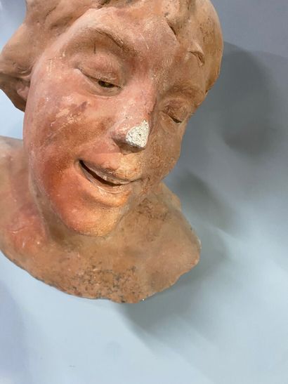 A.DUCRET 
Bust of a smiling young girl in...