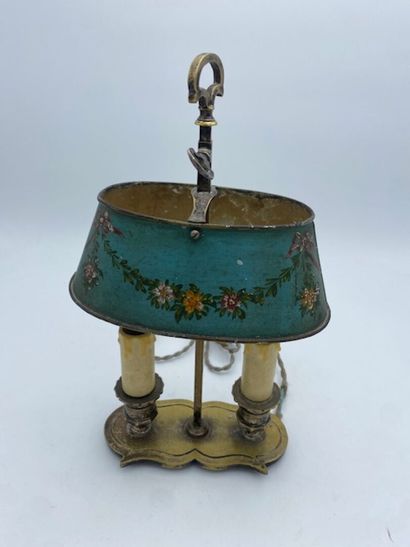 A small hot-water bottle lamp 
in silver-plated...