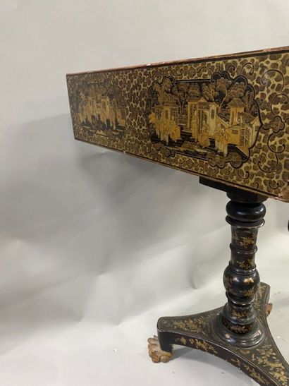 A Coromandel lacquer game table decorated...