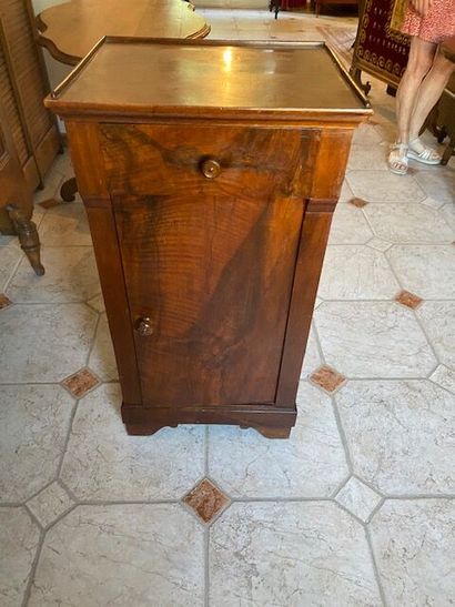 A walnut and walnut veneer bedside cabinet
19th...