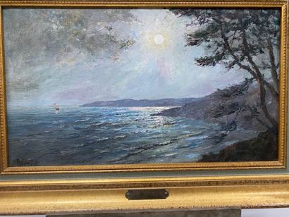 Robert PERROT
Sailboat at sunrise 
Oil on...