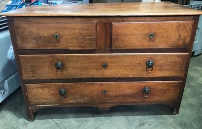 Natural molded wood chest of drawers, opening...