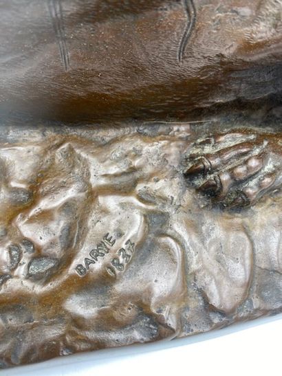 After BARYE - A lion devouring a crocodile
Bronze...