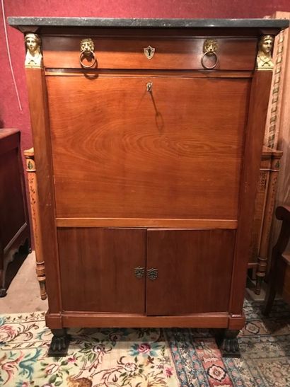 Mahogany and mahogany veneer secretary with...