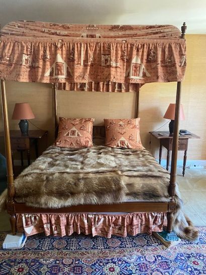 A mahogany and mahogany veneered canopy bed
English...