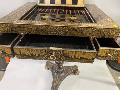 A Coromandel lacquer game table decorated...