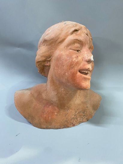 A.DUCRET 
Bust of a smiling young girl in...