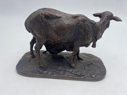 After Pierre-JulesJ MENE - The ewe suckling...