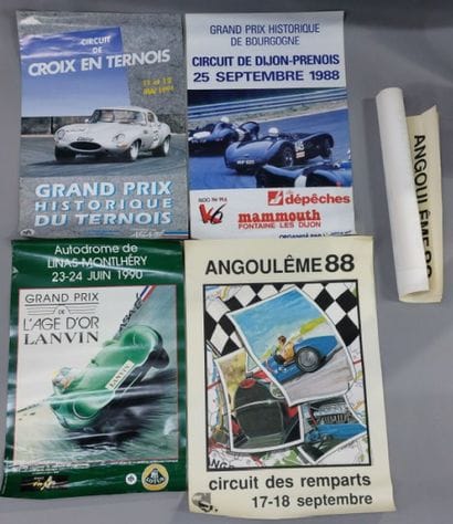 Lot de diverses affiches à évocation de course...