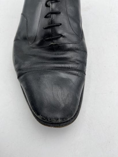 J. M. WESTON 
Pair of black leather derbies...