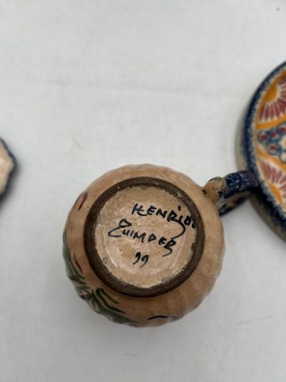 HENRIOT QUIMPER FRANCE. 
Set of six white...