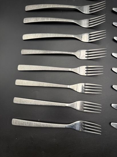 DEGRENNE 
Set of twelve stainless steel table...