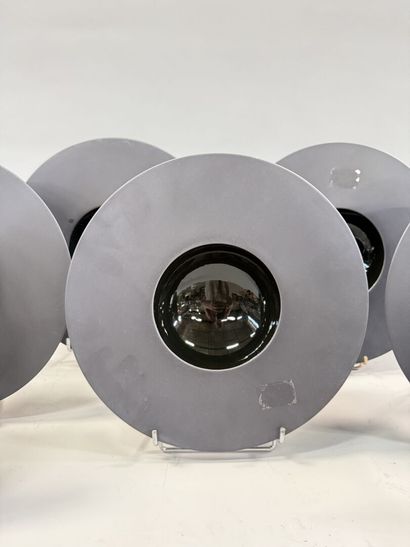 REVOL FRANCE 
Set of seven black porcelain...