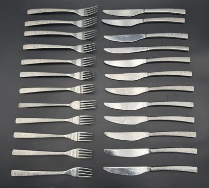 DEGRENNE 
Set of twelve stainless steel table...