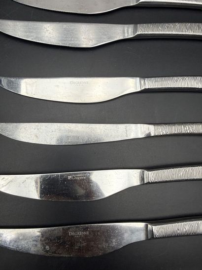 DEGRENNE 
Set of twelve stainless steel table...