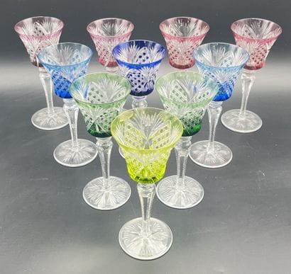 SAINT LOUIS CRYSTAL 
Set of ten VOLOGNE-model...