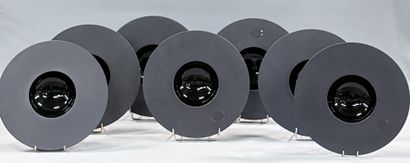 REVOL FRANCE 
Set of seven black porcelain...