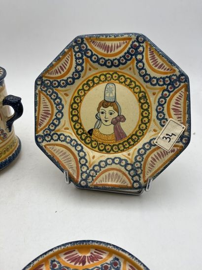 HENRIOT QUIMPER FRANCE. 
Set of six white...