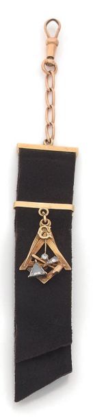 Masonic badge holder in black alcantara mounted...
