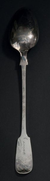 Silver stewing spoon, uni-plat model, engraved...