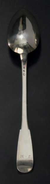 Silver stewing spoon, uni-plat model, engraved...