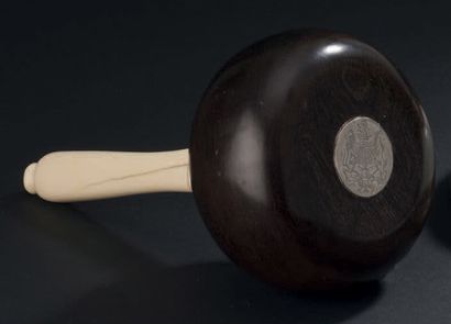 Wooden mallet, ivory handle, silver ferrule;...