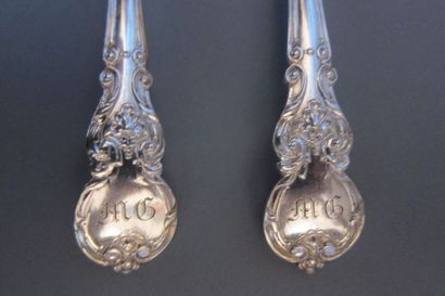 Six silver dessert knives (800‰), the stuffed...