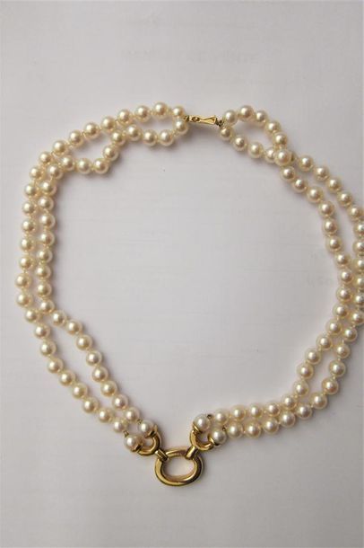 Two-row choker necklace made of cultured...