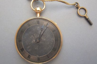 Pocket watch, yellow gold guilloché case...
