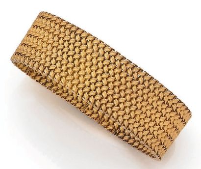 Flexible ribbon bracelet in woven yellow...