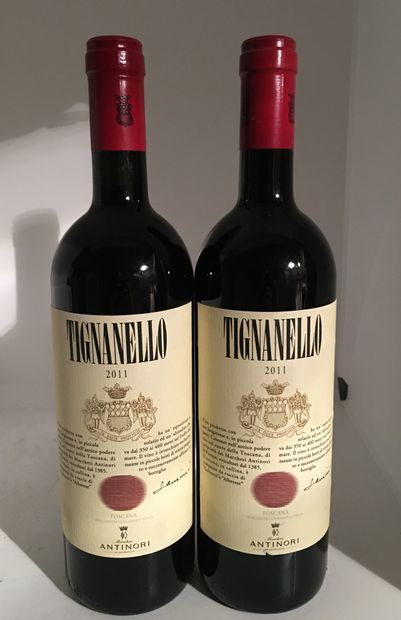 2 bouteilles de TOSCANA TIGNANELLO 2011 d'Antinori,...