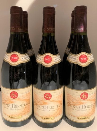6 bouteilles de CROZES-HERMITAGE 2001 Gu...